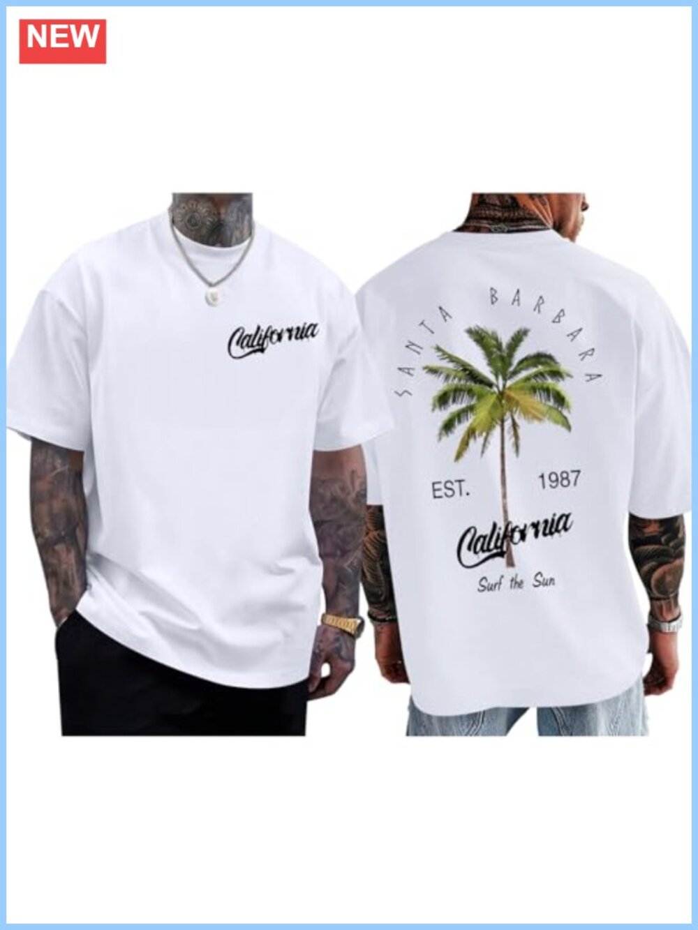 Oversized Palm Tree Graphic Tee for Men Cotton Blend Vintage California T-Shirt